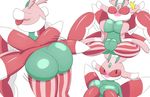  2016 anthro big_breasts big_butt blush breasts butt female green_body huge_butt lurantis mechacross motion_lines multiple_scenes nintendo nipples pink_areola pink_body pink_nipples plump_labia pok&eacute;mon pok&eacute;mon_(species) pussy red_body red_eyes shocked simple_background solo video_games white_body 