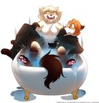  2018 angry anthro barefoot bathing bathtub black_fur blush breasts canine carver_(twokinds) casual_nudity chest_tuft clothed clothing clovis_(twokinds) confusion digitigrade duo embarrassed featureless_breasts female fox fur gloves_(marking) hi_res hybrid keidran male mammal markings multicolored_fur nude open_mouth orange_fur partially_submerged pawpads pink_pawpads robe rubber_duck shocked simple_background socks_(marking) surprise tan_fur teleport tom_fischbach tuft twokinds water webcomic wet white_background white_fur wolf yellow_sclera 