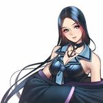  aconitea anchor armpits black_hair blue_eyes breasts choker cleavage collarbone long_hair medium_breasts open_mouth original sleeveless solo upper_body 