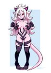  2018 android_21 animal_humanoid blush breasts capcom cat_humanoid claws darkstalkers dragon_ball_fighterz felicia_(darkstalkers) feline female hair humanoid majin majin_android_21 mammal red_eyes solo soupbag standing video_games white_hair 