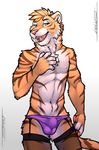  bulge clothing feline girly legwear m_solo male mammal panties pinup pose rukatiger solo stockings tiger tsaiwolf underwear 