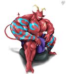  2018 abs anthro balls biceps big_muscles blazingblazen briefs bulge clothed clothing demon digital_media_(artwork) ear_piercing eyeless hyper hyper_muscles male muscular muscular_male nipple_piercing nipples noseless pecs piercing simple_background smile solo tattoo topless underwear white_background 