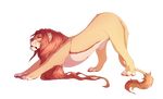  2017 alpha_channel ayuukuro feline feral fur hair lion male mammal red_hair simple_background solo stanidng tan_fur transparent_background 