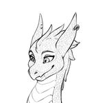  ambiguous_gender dragon ear_piercing feral headshot_portrait piercing portrait simple_background sketch smile solo tril-mizzrim white_background 