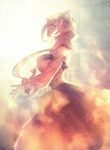  bare_shoulders blurry blurry_background breasts crown dress gen_6_pokemon gourgeist large_breasts long_hair moe_(hamhamham) personification pokemon profile red_eyes solo standing 