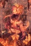  :d black_dress breasts brown_eyes cleavage crown dress flower frills gen_6_pokemon gourgeist hair_flower hair_ornament hair_over_one_eye large_breasts long_hair moe_(hamhamham) open_mouth personification pink_hair pokemon smile solo standing 