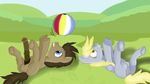  ball balls derpy_hooves_(mlp) doctor_whooves_(mlp) friendship_is_magic grass jbond my_little_pony playing young 