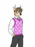  casey_ramser cervine clothed clothing deer eyewear fully_clothed fuze glasses male mammal texnatsu vest 