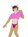  bulge casey_ramser cervine clothed clothing crop_top dancing deer fuze hat male mammal shirt texnatsu thong underwear 