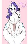  &lt;3 2018 anthro anthrofied apron arnachy big_breasts blue_eyes blush breasts cleavage clothed clothing cutie_mark equine female friendship_is_magic fur hair hands_on_thighs horn huge_breasts leaning leaning_forward long_hair looking_at_viewer mammal my_little_pony naked_apron open_mouth purple_hair rarity_(mlp) solo standing thick_thighs unicorn voluptuous white_fur wide_hips 