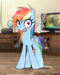  2017 blurred_background blush boombox cute cutie_mark daring_do_(mlp) equine eyelashes feathered_wings feathers female feral friendship_is_magic full-length_portrait globe hair hi_res inside looking_at_viewer makeup mammal mascara microsoft multicolored_hair my_little_pony nude open_mouth open_smile pegasus portrait purple_eyes rainbow_dash_(mlp) rainbow_hair signature smile solo standing teeth television video_games water wet wings wood wood_floor xbox xbox_360 yorozpony 