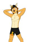  anthro canine clothed clothing coyote dancing fuze hat male mammal mond_reyes simple_background texnatsu topless white_background 
