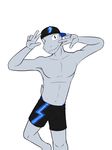  anthro clothed clothing dancing fish fuze hat ian_(fuze) male marine shark simple_background texnatsu topless white_background 