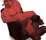  anthro balls big_penis bovine cattle humanoid_penis looking_at_viewer male mammal mosin musclegut muscular muscular_male nude penis sitting solo uncut vein 