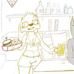  alcohol anthro beer beverage breasts burger cleavage clothed clothing female food fries hooters knullox lagomorph mammal rabbit resturaunt shirt smile standing verna_floplock waiter 