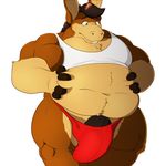  anthro big_penis bulge clothing donkey equine fur hair male mammal mosin overweight penis shirt simple_background solo standing tank_top tight_clothing white_background 