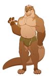  anthro briefs bulge clothing eyewear glasses looking_at_viewer male mammal mosin musclegut muscular muscular_male mustelid otter smile solo standing underwear 