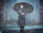  1girl highlights looking_at_viewer mako_mori pacific_rim rain raincoat umbrella 