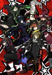  alternate_costume ass black_hair blonde_hair blue_hair blush dress grey_hair kawakami_sadayo long_hair looking_at_viewer mask mifune_chihaya multiple_girls niijima_sae ohya_ichiko open_mouth persona persona_5 red_eyes rootdesign short_hair takemi_tae tougou_hifumi 