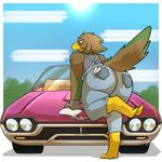  avian bent_over big_butt bird butt car car_wash clothing female overalls potoobrigham rear_view solo vehicle wide_hips 