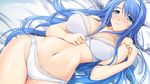  alice_soft aqua_eyes aqua_hair bed bra breasts choukou_shinki_ixseal ellis_xillia game_cg headband long_hair navel panties tagme_(artist) underwear 