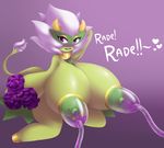  alternate_version_at_source big_breasts blush breasts elfdrago english_text female green_nipples green_tongue huge_breasts humanoid lactating looking_at_viewer nintendo nipples not_furry open_mouth pok&eacute;mon pok&eacute;mon_(species) purple_eyes roserade simple_background solo text video_games 