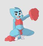  anthro blue_fur bulge cartoon_network cat child clothed clothing crossdressing cub feline fur gumball_watterson male mammal navel panties pink_nose simple_background solo the_amazing_world_of_gumball therita3k underwear whiskers young 