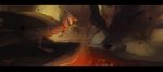  2018 black_bars detailed_background digital_media_(artwork) dragon feral flying group grypwolf horn membranous_wings standing wings wyvern 