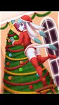  anthro blue_eyes blue_fur blue_hair bow christmas christmas_tree clothed clothing eeveelution fan_character fur glaceon glacey hair holidays legwear nintendo pattern_clothing pok&eacute;mon pok&eacute;mon_(species) re-sublimity-kun tree video_games 