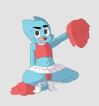  anthro blue_fur bulge cartoon_network cat child clothed clothing crossdressing cub feline fur gumball_watterson male mammal navel panties pink_nose simple_background skirt solo the_amazing_world_of_gumball therita3k underwear whiskers young 