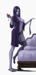  absurdres bad_id bad_pixiv_id breasts couch cup drinking_glass hair_down highres long_hair looking_at_viewer medium_breasts nipples overwatch panties purple_hair purple_skin robe single_thighhigh smile solo thighhighs thighhighs_removed underwear widowmaker_(overwatch) wine_glass yellow_eyes zhangr 