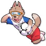  2017 alpha_channel anthro balls canine cobaltsynapse fifa male mammal mascot one_eye_closed simple_background solo tongue tongue_out transparent_background wink wolf zabivaka 