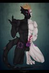  anthro black_sclera blonde_hair chain claws collar dark_guardian_corporation dragon dragon_dick duality duality448 ear_piercing hair male monochrome piercing pink_hair purple_eyes rainbow_eye scalie slit_pupils tattoo xenomorph_tail 