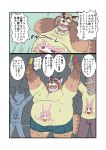  00murice blush bodypaint canid canine canis clothing comic domestic_cat domestic_dog felid feline felis glowstick humor idol japanese_text lagomorph male mammal nipples overweight overweight_male public rabbit raccoon_dog shorts sweat tanuki text 