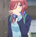  1girl blue_eyes brown_hair go-toubun_no_hanayome headphones highres nakano_miku screencap stitched third-party_edit 