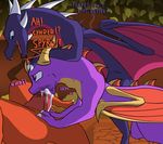  2018 animal_genitalia animal_penis cum cynder digital_media_(artwork) dragon dragonsponies erection fellatio feral group group_sex ignitus knot male male/male oral penis saliva scalie sex sleeping spyro spyro_the_dragon text threesome video_games 