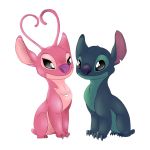  &lt;3 2019 alien alpha_channel angel_(lilo_&amp;_stitch) antennae black_eyes blue_claws blue_fur blue_nose chest_markings chest_tuft claws disney duo experiment_(species) eye_contact fur head_tuft lilo_and_stitch marie_delannoy markings notched_ear pink_fur purple_claws purple_nose simple_background small_tail smile stitch transparent_background tuft 
