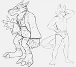  barefoot briefs canine clothed clothing digimon duo japanese_clothing male mammal nintendo sketch star_fox thegreatmatsutzu topless underwear video_games weregarurumon wolf wolf_o&#039;donnell 