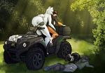  2018 absurd_res anthro atv breasts butt canine digital_media_(artwork) dog duo female forest from_behind_(disambiguation) fur hair hi_res male male/female mammal nude open_mouth outside sex tree ultranidd vehicle 