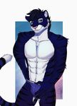  abs anthro clothing feline looking_at_viewer male mammal muscular muscular_male simple_background smiju smile solo standing tiger underwear 