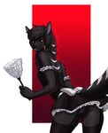  anthro bulge butt canine clothed clothing crossdressing facial_piercing feather_duster garter girly looking_back maid_uniform male mammal nose_piercing piercing septum_piercing smiju solo standing underwear uniform 