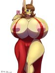  anthro big_breasts breasts camel_toe female huge_breasts hyper hyper_breasts lagomorph looking_at_viewer makeup mammal nipples phone plankboy rabbit smile solo standing thick_bottom_lip thick_thighs voluptuous 