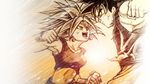  breasts capcom_vs_snk capcom_vs_snk_2 clenched_hand dragon_ball dragon_ball_super earrings jewelry kefla_(dragon_ball) medium_breasts muscle muscular_female open_mouth potara_earrings saiyan son_gokuu spiked_hair stomach super_saiyan tank_top ultra_instinct wristband 