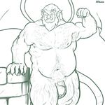  6pklion armpit_hair beard belly_hair body_hair chest_hair disney facial_hair flaccid flexing gargoyle gargoyles hairy_legs happy_trail hudson_(gargoyles) leg_hair looking_at_viewer male mature_male not_furry penis pubes scar smile smirk solo wings 