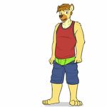  barefoot boxer_briefs clothing fuze fuze_hyena green_underwear hyena male mammal underwear undressing 