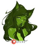  animal_humanoid claws female fox_humanoid green_body green_claws green_ears green_eyes green_hair green_nose green_skin hair humanoid licheart long_hair noxxi noxxi_greenrose noxxian original_character_do_not_steal solo 