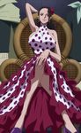  1girl bare_shoulders breasts brown_eyes dressrosa earrings edit female flower hair_flower hair_ornament huge_breasts jewelry legs legs_crossed lips looking_at_viewer one_piece photoshop screencap sitting solo stitched viola_(one_piece) 