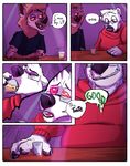  2018 alcohol bar bear beverage clothing comic drugs flirting fur hiena hyena hypnosis male mammal mind_control overweight polar_bear smile somewildthoughts_(artist) supercrazyhyena wentwrong 