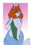  2018 alternate_species anthro arnachy breasts brown_hair canine collar digital_media_(artwork) dipstick_ears dipstick_tail featureless_breasts female fox geeflakes_(character) hair hi_res looking_at_viewer mammal multicolored_tail pink_nose smile solo towel translucent_hair wet yellow_eyes 