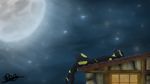  2017 aktiloth amphibian blaze_(aktiloth) detailed_background digital_media_(artwork) full_moon lying male markings moon outside salamander shelter sky sleeping solo two_tone 